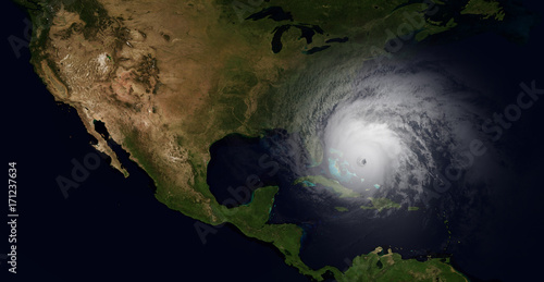 Extremely detailed and realistic high resolution illustration hurricane milton slamming into Florida. Shot from space. Elements of this image are furnished by Nasa.