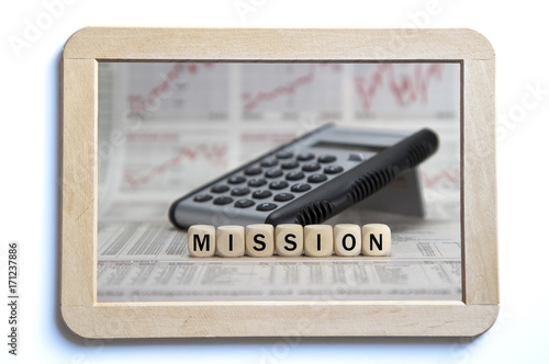 Bild auf Leinwand mission word built with letter cubes