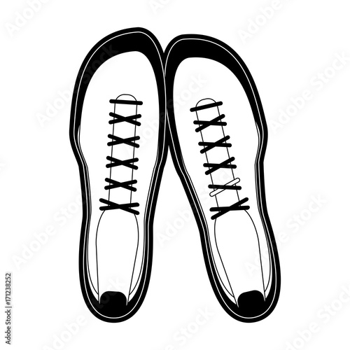 sneakers topview fitness related icon image vector illustration design black and white