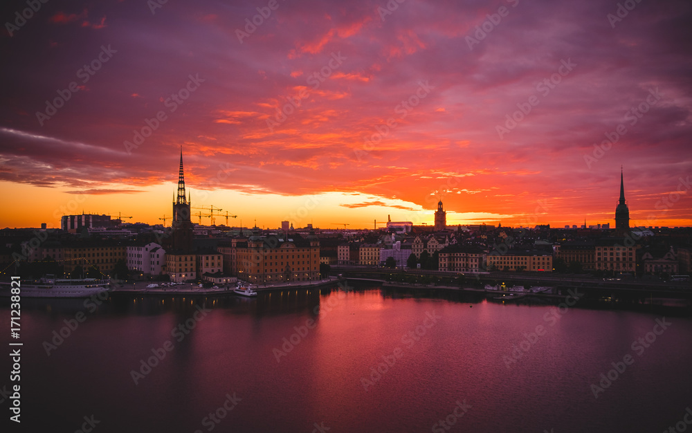 Obraz premium Solnedgång gamla stan