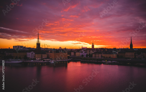 Canvas Print Solnedgång gamla stan