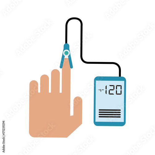 glucometer and hand healthcare icon image vector illustration design 