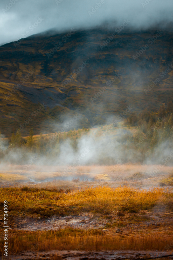 Iceland, valley of geysers, springs of hot geothermal water