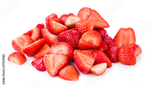 Portion of Strawberries (Chopped) isolated on white