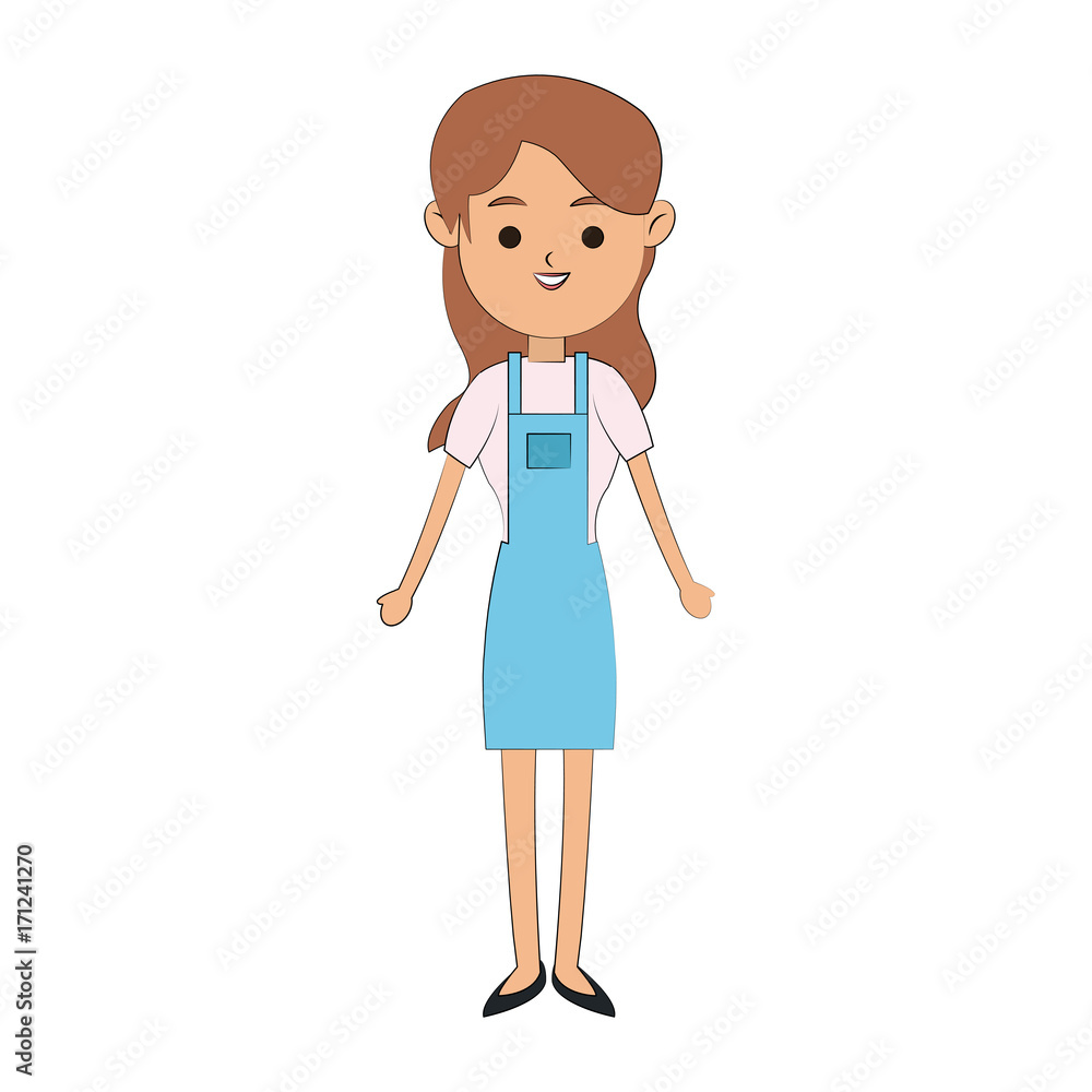 happy woman wearing apron icon image vector illustration design 