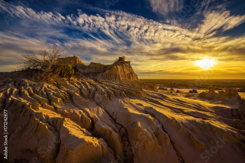 Sunset over Walls of China in Mungo National Park, Australia