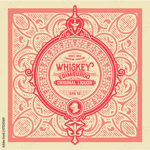 Vintage label design for Whiskey and Wine label