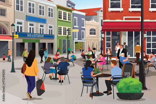 People Sitting in Outdoor Cafe