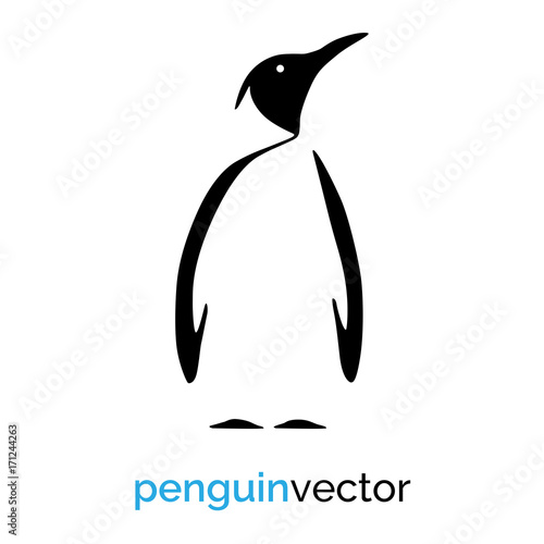 Black penguin icon on white background. Vector graphic.