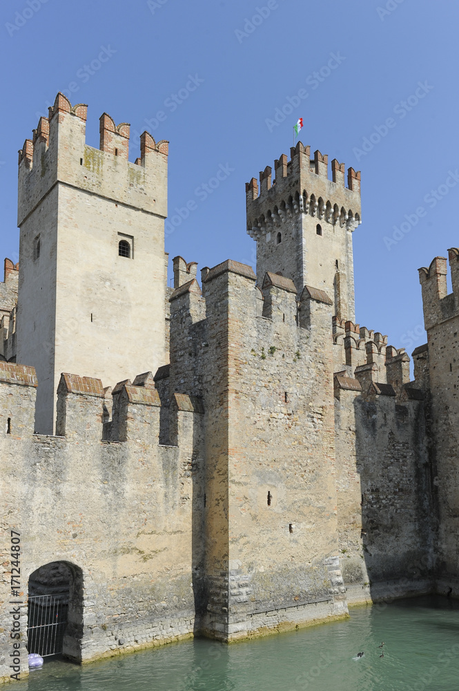 Scaliger castle - the 13th century fortress in Sirmione, Lake Garda,Italy