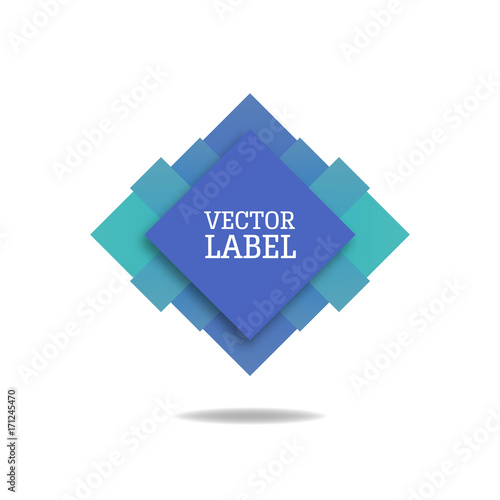 Blue and paper label. Promo tag discount offer layout. Sale label with advertise offer design template. Origami style vector illustration