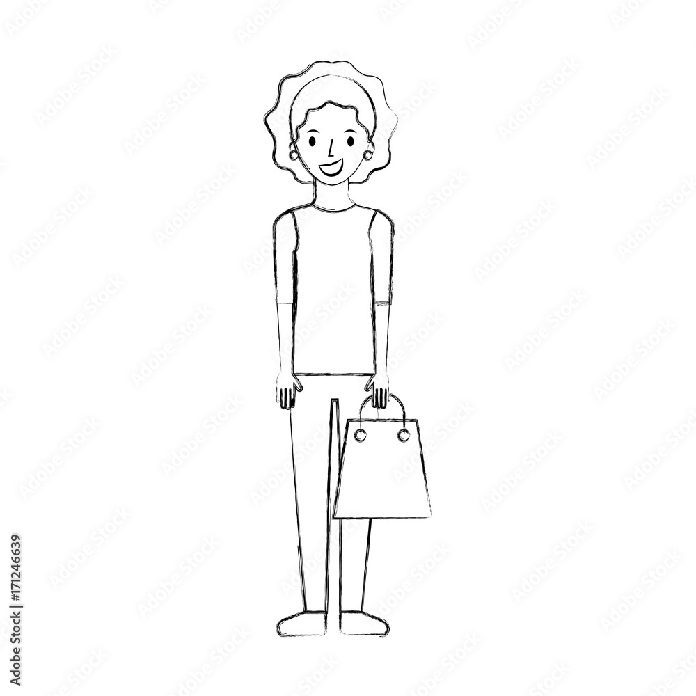 happy young woman with paper bag gift shopping vector illustration happy young woman with paper bag gift shopping vector illustration