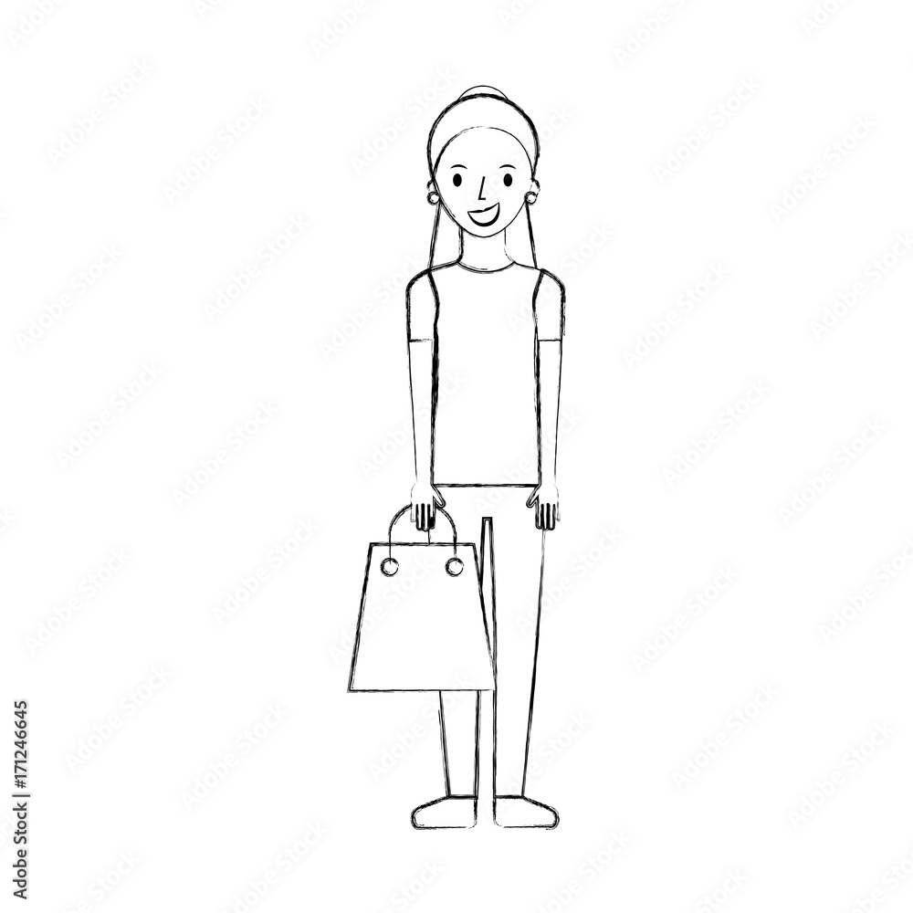 happy young woman with paper bag gift shopping vector illustration happy young woman with paper bag gift shopping vector illustration