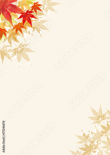 紅葉の背景 秋のイメージの背景 縦 飾り枠 モミジのイラスト 背景 Background Of The Image Of Autumn Stock Illustration Adobe Stock