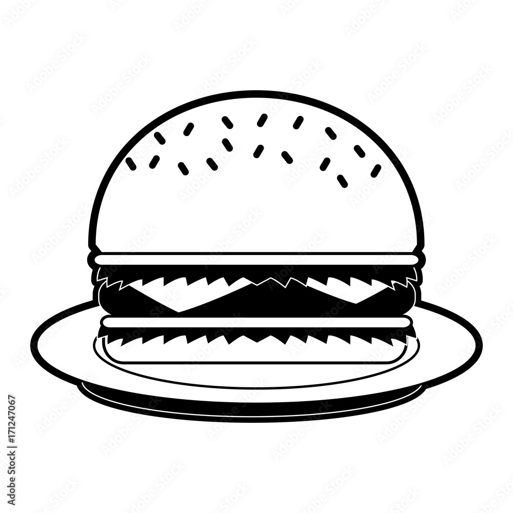 hamburger on plate fast food icon image vector illustration design hamburger on plate fast food icon image vector illustration design