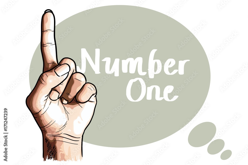 point finger, hand in number one sign Stock Vector
