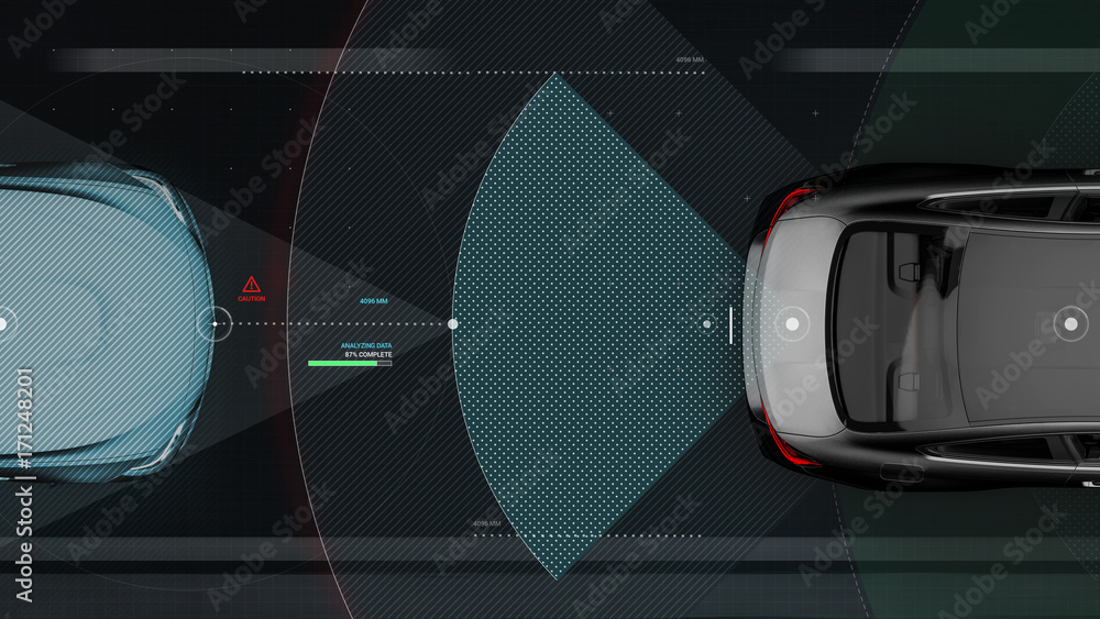 Naklejka premium Smart car sensors - futuristic concept (with grunge overlay) - 3D illustration