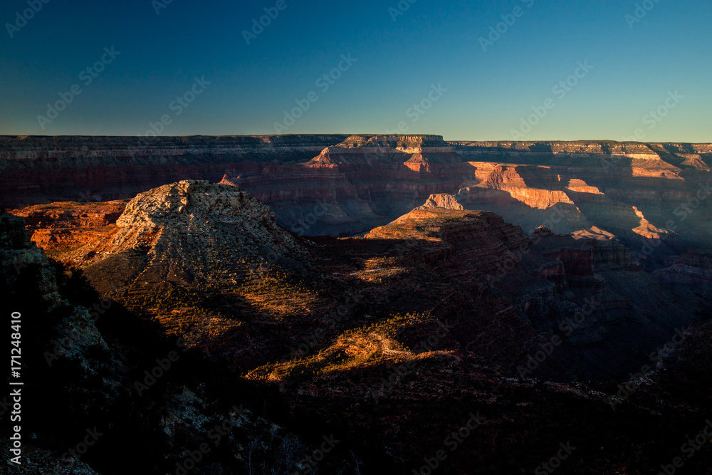 This image was captured  at sunset on the Royal Arch route area at the bottom of the South Rim of the Grand Canyon