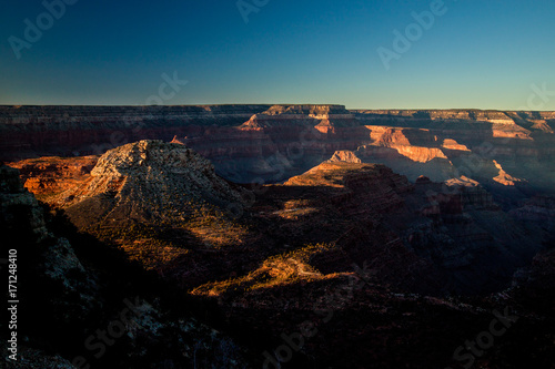 This image was captured at sunset on the Royal Arch route area at the bottom of the South Rim of the Grand Canyon