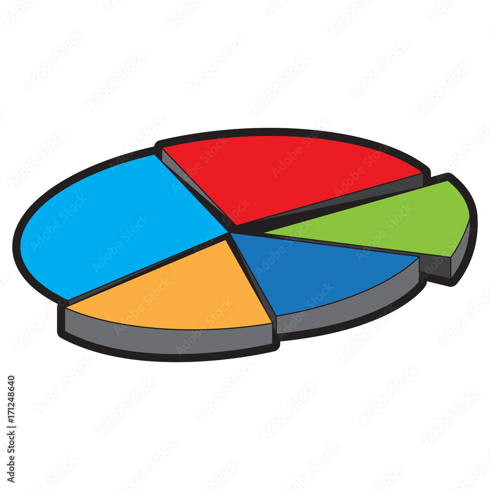 Fototapeta premium Isolated data pie chart on a white background, Vector illustration
