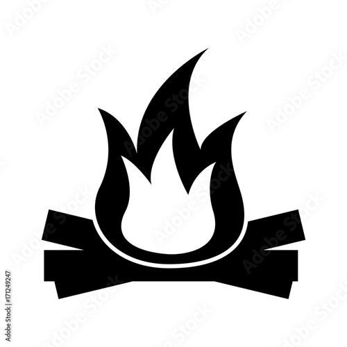 hot and warm bonfire flame wooden vector illustration