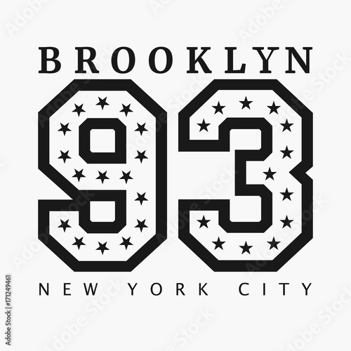 Brooklyn, New York. Design clothes, t-shirts. Sports graphics with number for print. Vector illustration.