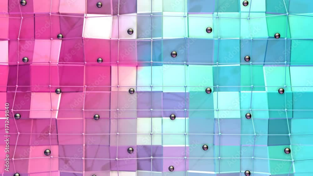 Vidéo Stock Low poly 3D surface with flying grid or mesh and black ...