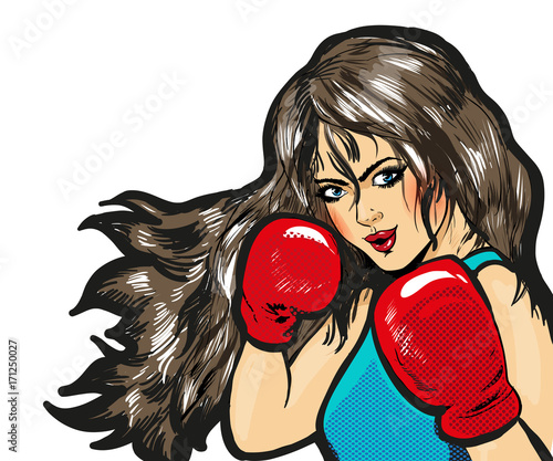 Girl boxing pop art comic stock vector