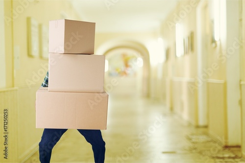 Man with boxes.