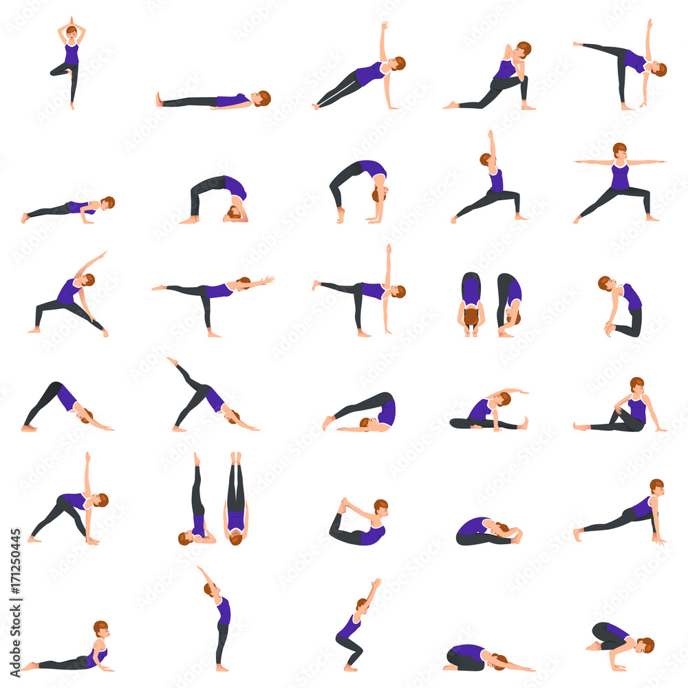 Woman Doing Yoga Poses Illustration Woman Doing Yoga Poses Illustration