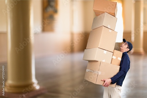 Man with boxes.