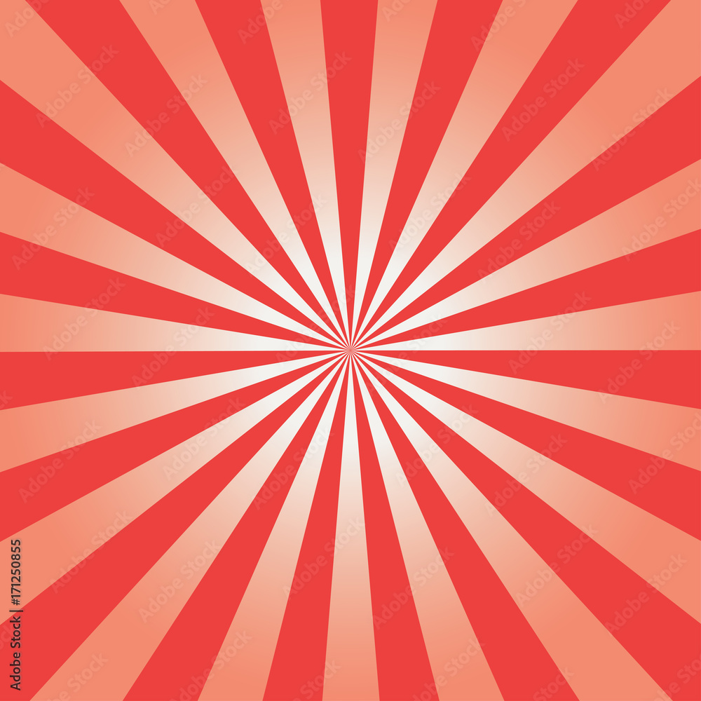 Fototapeta premium Comic background. Red Sunburst pattern. Vector illustration.