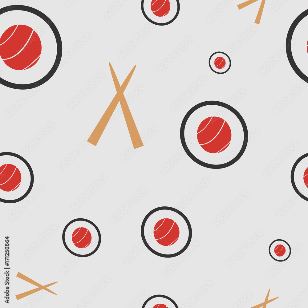 Seamless pattern with sushi and chopsticks for sushi. Suitable for ...