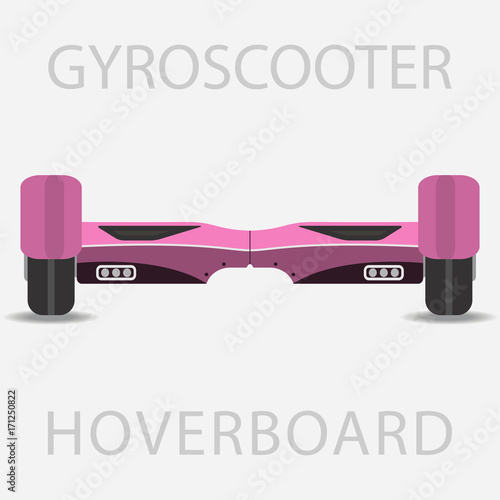Hoverboard, gyroscooter, electric two wheels balance board. Electric eco scooter. Vector illustration.