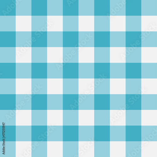 Blue Gingham seamless pattern. Perpendicular strips. Texture for - plaid, tablecloths, clothes, shirts, dresses, paper, bedding, blankets, quilts and other textile products. Vector illustration.