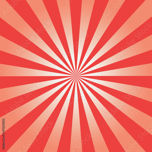 Comic background. Red Sunburst pattern. Vector illustration.