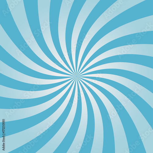 Swirling blue sunburst pattern. Radial comic background. Vortex backdrop. Vector illustration.