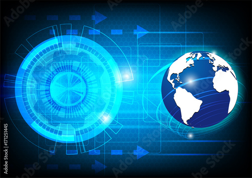 Blue digital, technology worldwide network concept, vector illustration