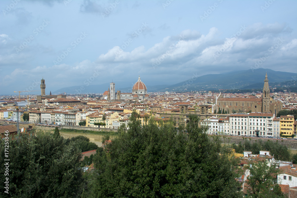 view of Florence with Old Palace and Dome of Cathedral 