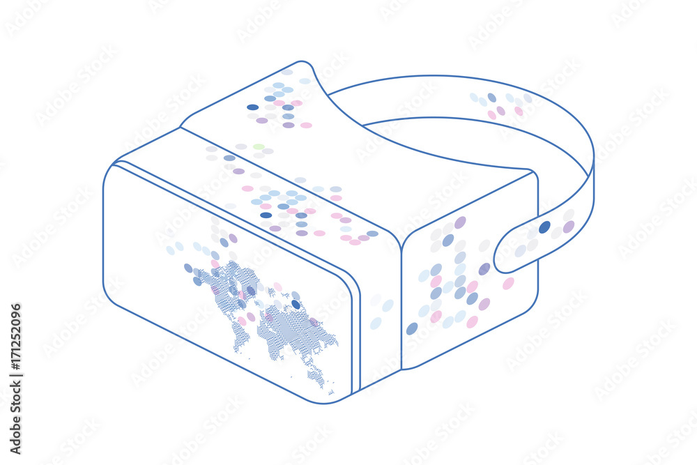 Isometric glasses of virtual reality for a smartphone with world map on a white background. Flat vector illustration EPS10. Isometric glasses of virtual reality for a smartphone with world map on a white background. Flat vector illustration EPS10.