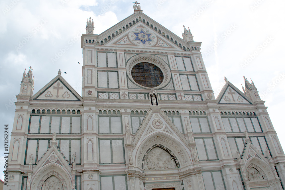 view on the dome of Santa Maria del Fiore church and old town in Florence 