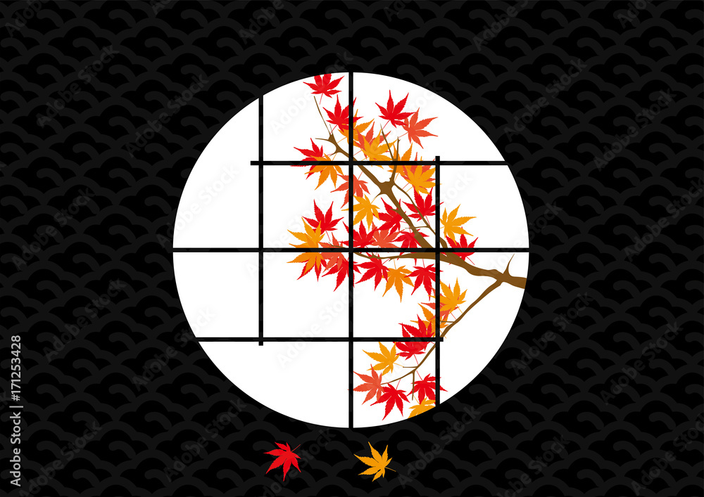 丸窓から見える秋の景色 イラスト Illustration Of Autumn Image Japanese Style Stock Vector Adobe Stock