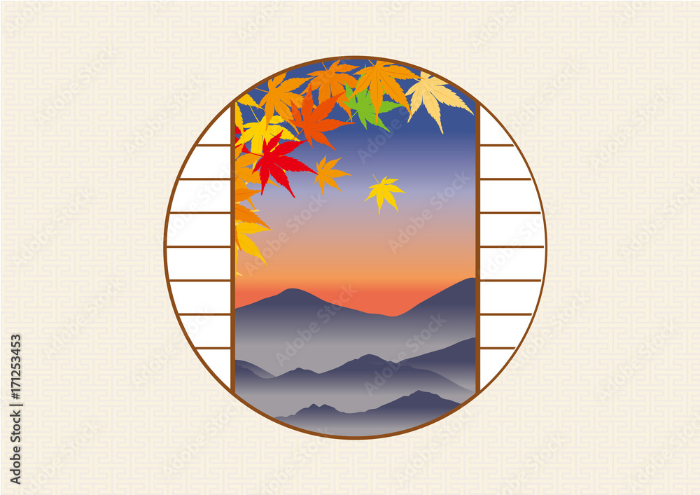丸窓から見える秋の景色 イラスト Illustration Of Autumn Image Japanese Style Stock ベクター Adobe Stock