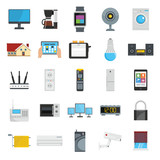 Flat design style vector illustration icons of smart house technology