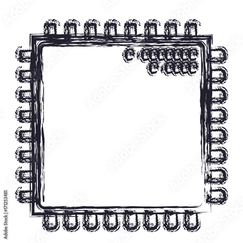 black chip sketch, square frame, technology clip art preview