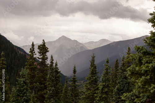 Alpine mountain views in Colorado on red mountain pass.