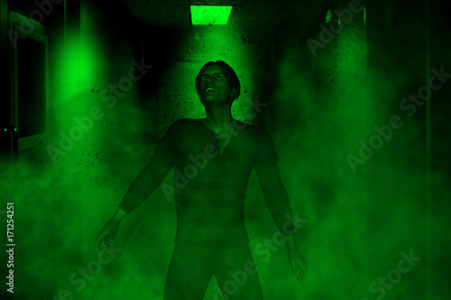 3d illustration of a man lost in haunted house,Horror fiction for book cover ideas © Joelee Creative