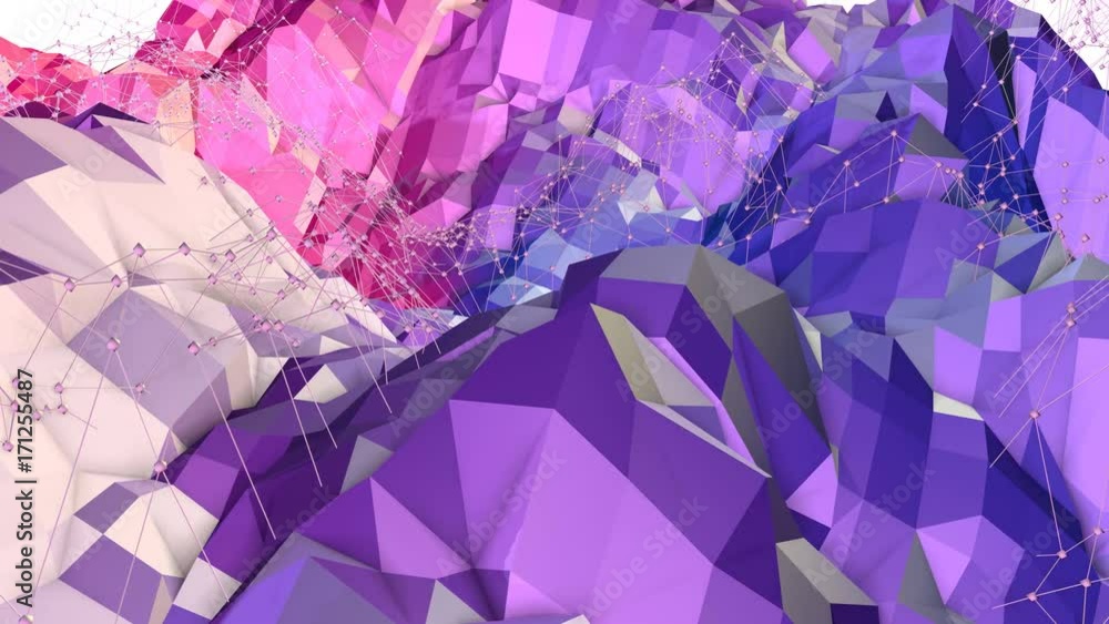 Soft geometric low poly motion background with pure blue red polygons ...