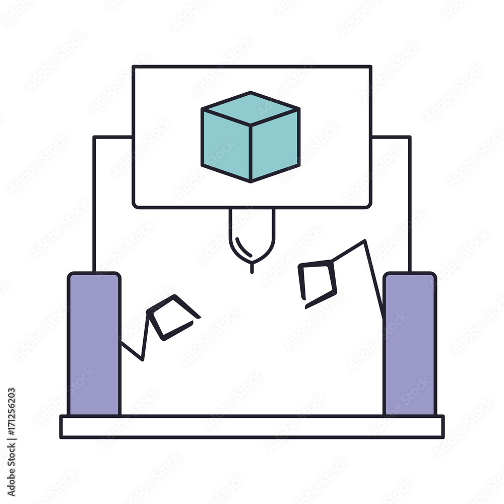 cube design with robotic hands icon in color section silhouette vector illustration cube design with robotic hands icon in color section silhouette vector illustration