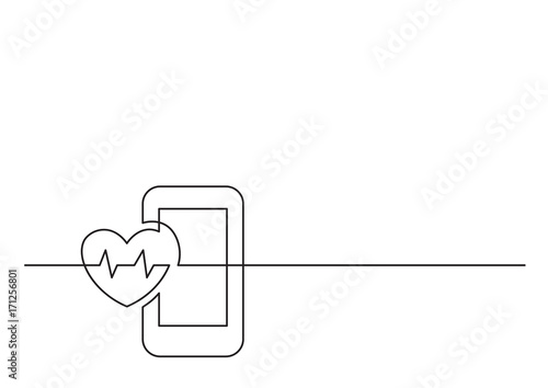 one line logo design of heart health mobile app